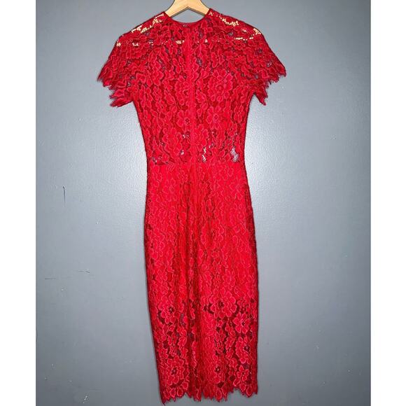 Alexis Red Lace Midi Dress - Picture 8 of 9